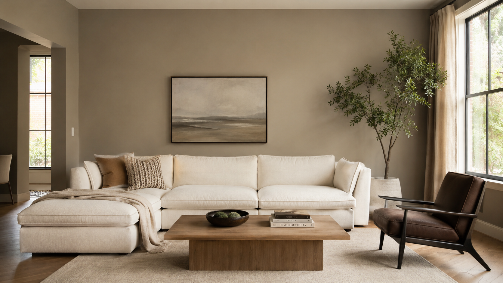 Warm Taupe Living Room Walls Paint